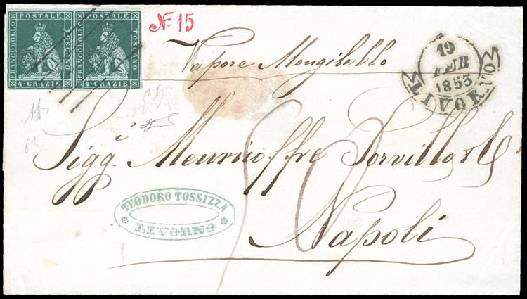 1853 - 4 crazie verde scuro su ... 