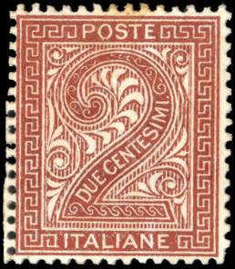 1863 - 2 cent. bruno rosso, De La ... 