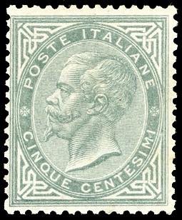 1863 - 5 cent. grigio verde, De La ... 