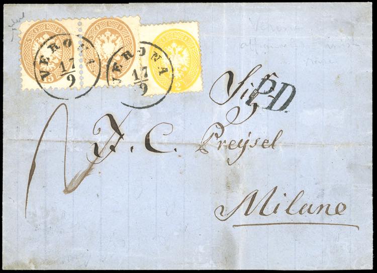 1864 - 15 soldi bruno, dent. 9 ... 