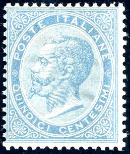 1863 - 15 cent. celeste chiaro, De ... 