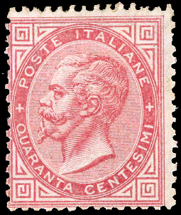 1866 - 40 cent. rosa carminio, De ... 
