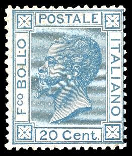 1867 - 20 cent. azzurro, tiratura ... 