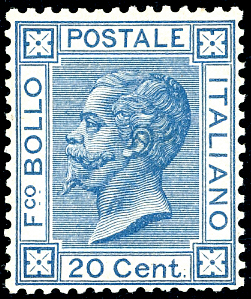 1867 - 20 cent. azzurro, tiratura ... 