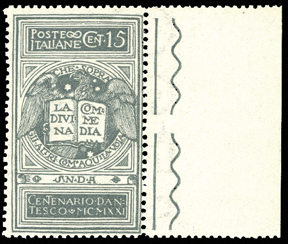 1921 - 15 cent. grigio Dante, non ... 