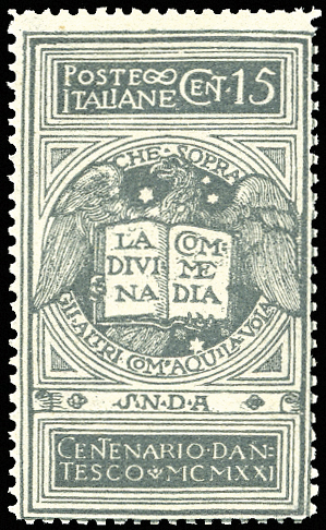 1921 - 15 cent. grigio Dante, non ... 