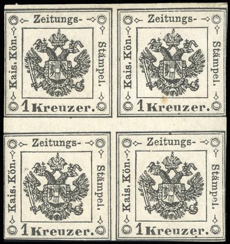 1859 - 1 kr. nero (2) blocco di ... 