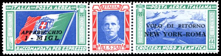 1933 - 5,25 + 44,75 lire Trittico ... 
