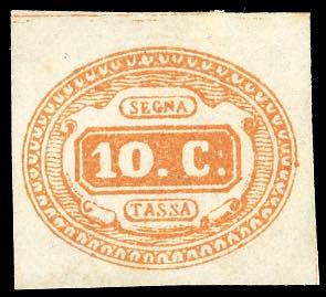 1863 - 10 cent. arancio (1b), ... 