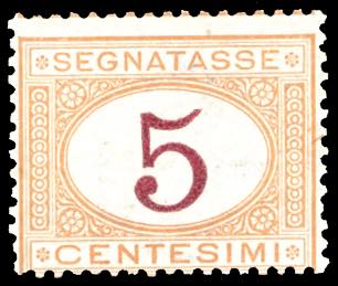 1870 - 5 cent. ocra e carminio ... 