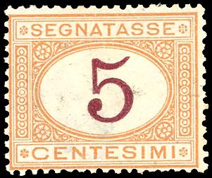 1870 - 5 cent. ocra e carminio ... 