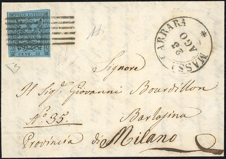1852 - 40 cent. celeste (5), ... 