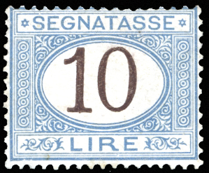 1874 - 10 lire azzurro e bruno ... 