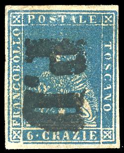 1857 - 6 crazie azzurro chiaro ... 