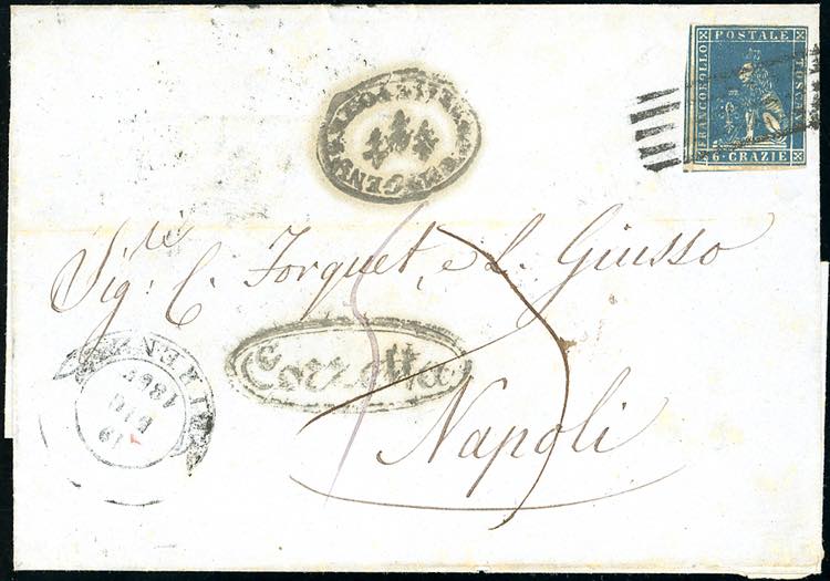 1857 - 6 crazie azzurro cupo, II ... 