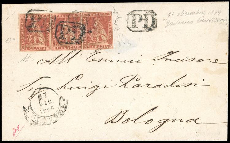 1859 - 1 crazia carminio chiaro, ... 