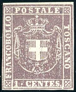 1860 - 1 cent. violetto bruno ... 