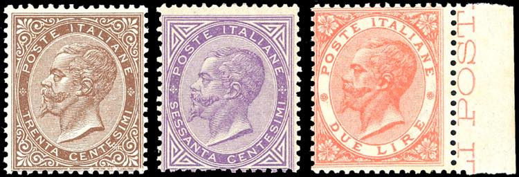 1866 - 30 cent., 60 cent. e 2 lire ... 