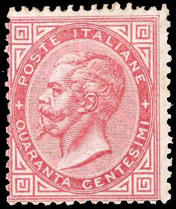 1866 - 40 cent. rosa carminio, De ... 