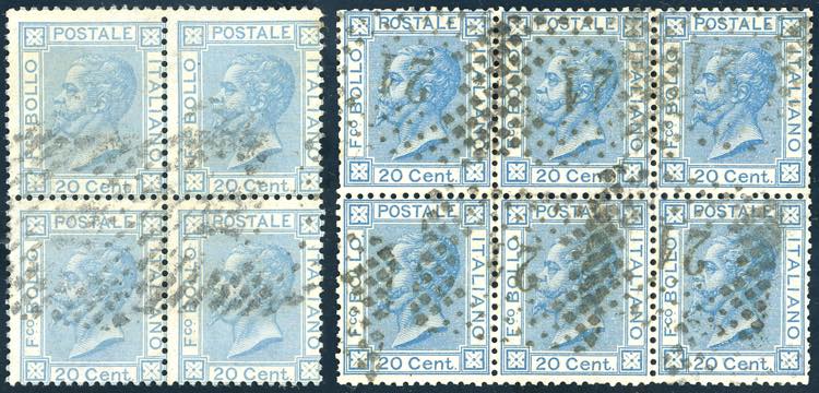 1867 - 20 cent., blocco di quattro ... 