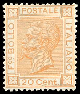 1877 - 20 cent. ocra arancio (28), ... 