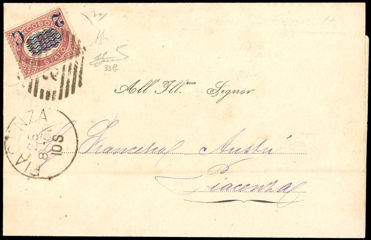 1880 - 2 cent. su 1 lira  Servizio ... 