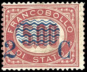 1878 - 2 cent. su 5 lire Servizio ... 