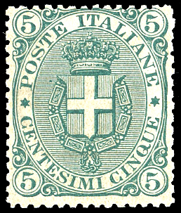 1891 - 5 cent. Stemma, fondo ... 