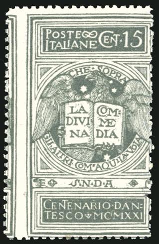 1921 - 15 cent. grigio Dante, non ... 