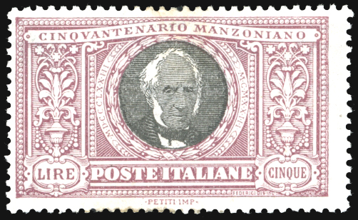 1923 - 5 lire Manzoni (156), gomma ... 