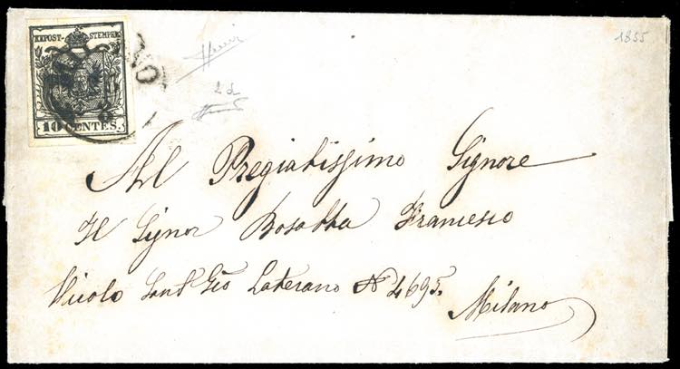 1855 - 10 cent. nero intenso, ... 