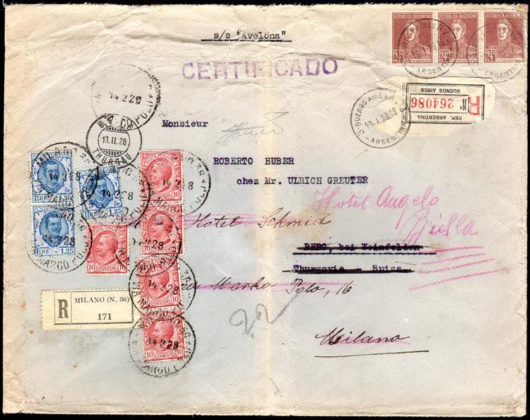 1928 - Busta raccomandata di medie ... 