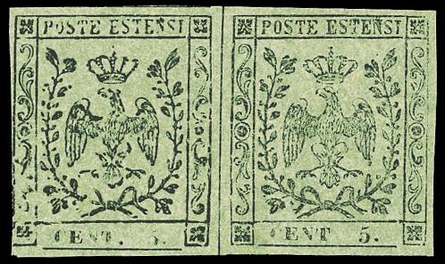 1852 - 5 cent. verde oliva, punto ... 