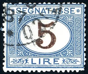 1874 - 5 lire azzurro e bruno, ... 