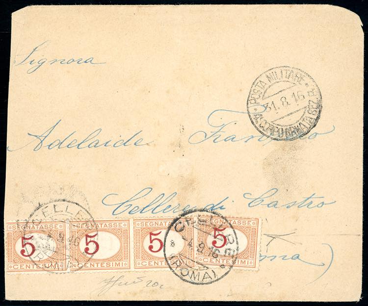 1916 - 5 cent. arancio e carminio, ... 
