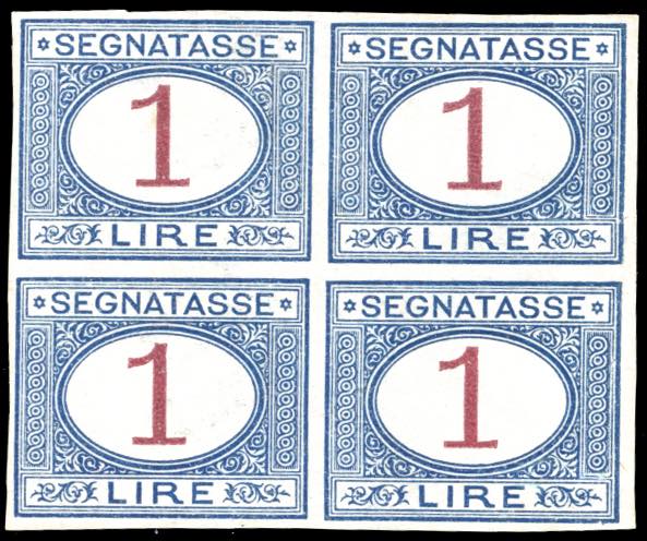1890 - 1 lira azzurro e carminio, ... 