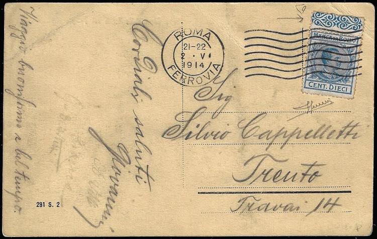 1914 - 10 cent. azzurro, Vittorio ... 