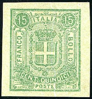 1863 - 15 cent. verde su verdino, ... 