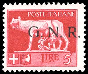 1943 - 5 lire soprastampa G.N.R. ... 
