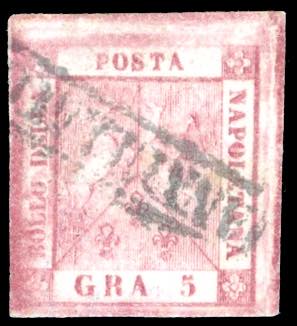 1859 - 5 grana carminio rosa, II ... 