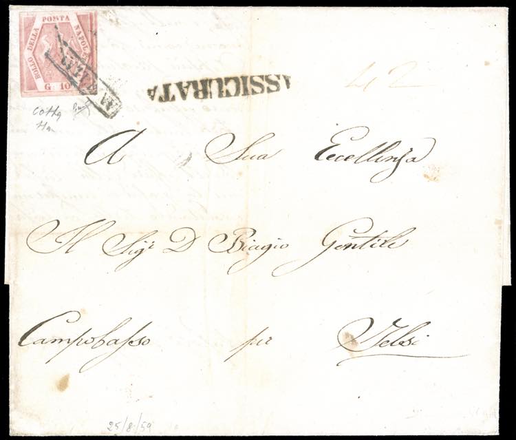 1859 - 10 grana rosa carminio ... 