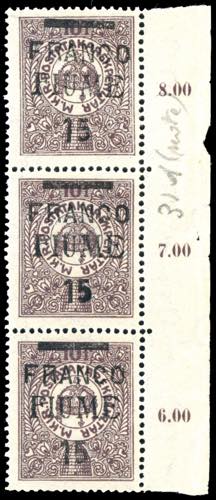 FIUME 1919 - 15 cent. su 10 f., ... 