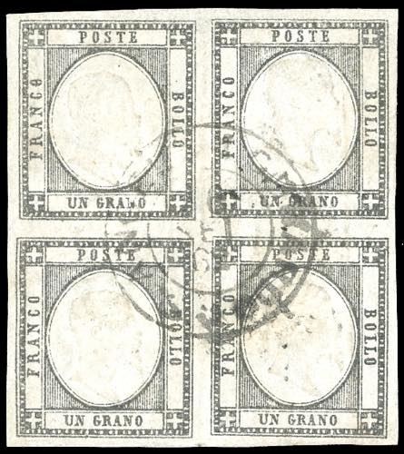 1861 - 1 grano nero (19), blocco ... 
