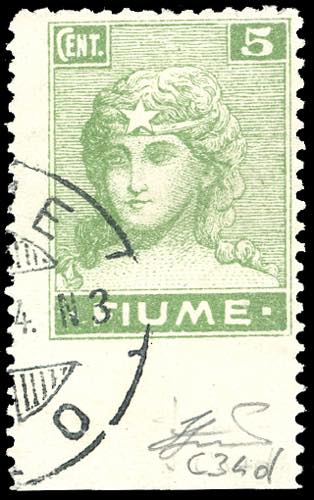 FIUME 1919 - 5 cent. Allegorie e ... 