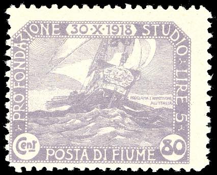 FIUME 1919 - 80 cent. violetto ... 