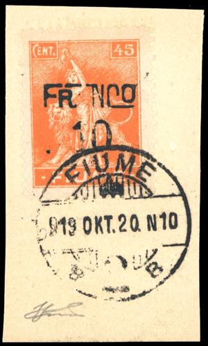 FIUME 1919 - 10 cent. su 45 cent., ... 