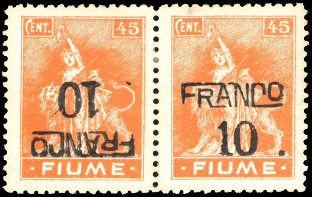 FIUME 1919 - 10 cent. su 45 cent., ... 