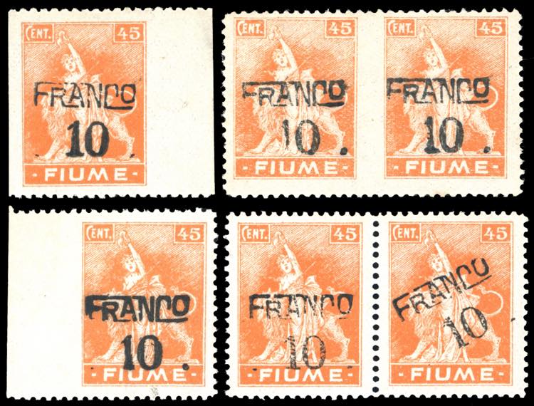 FIUME 1919 - 10 cent. su 45 cent., ... 