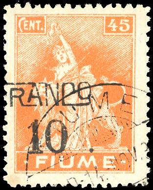 FIUME 1919 - 10 cent. su 45 cent., ... 