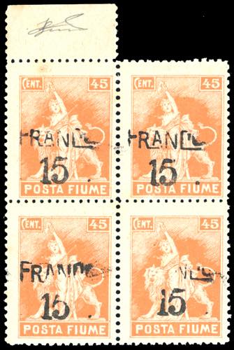 FIUME 1919 - 15 cent. su 45 cent. ... 